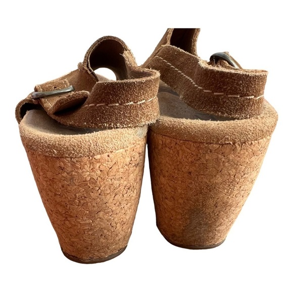 Clarks Elements Slingback Wedge Sandals Harwich Middy Tan Cognac‎ Suede size 7 M - Picture 3 of 9